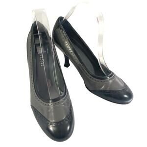KAREN SCOTT! KENWOOD ALL GENUINE LEATHER BLACK, GRAY PERFORATED HEELS! SZ 7M